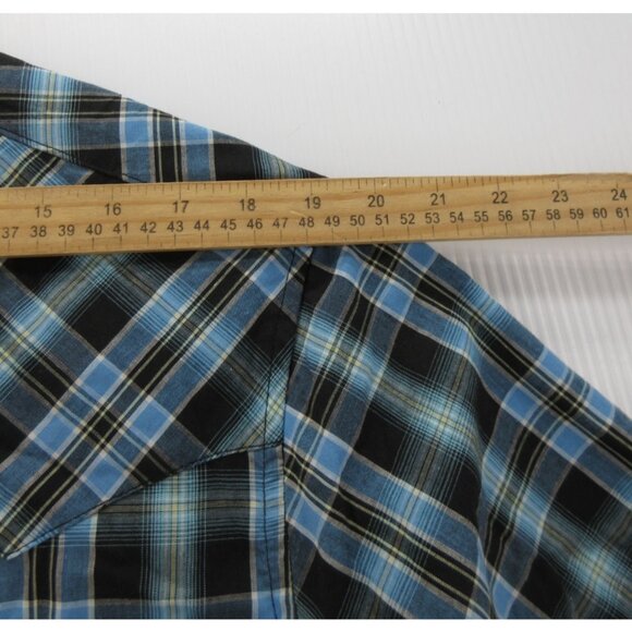 Wrangler Shirt XL Western Pearl Snap Y2K Cowboy Rodeo Plaid Pockets - Picture 6 of 10